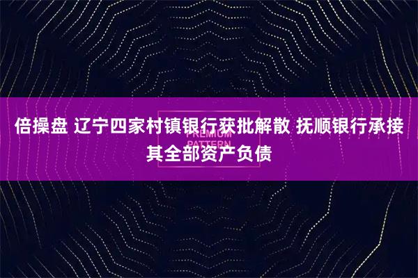倍操盘 辽宁四家村镇银行获批解散 抚顺银行承接其全部资产负债